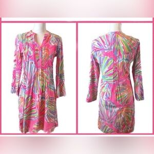 Lilly Pulitzer Button-Down Shirt Dress – Size S – Bright & Colorful Tropical